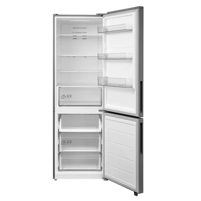 Brīvi stāvošs kombinētais ledusskapis Midea MDRB548MME46, 401 L — No Frost, 271 L ledusskapis / 130 L saldētava, 186 cm, 35 dB, energoefektivitātes klase E, pelēks