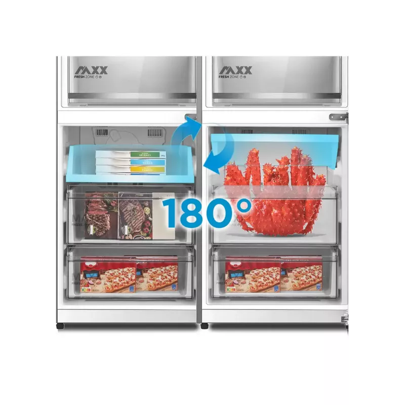Brīvi stāvošs kombinētais ledusskapis Midea MDRB548MME46, 401 L — No Frost, 271 L ledusskapis / 130 L saldētava, 186 cm, 35 dB, energoefektivitātes klase E, pelēks