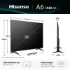 Hisense 75A6Q TV 190,5 cm (75 collas) 4K Ultra HD viedais televizors Wi-Fi melns