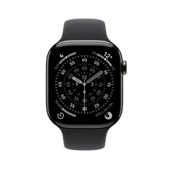 Apple Watch Series 11 GPS + Cellular 46mm šīfera titāna korpuss ar melnu sporta siksnu M/L