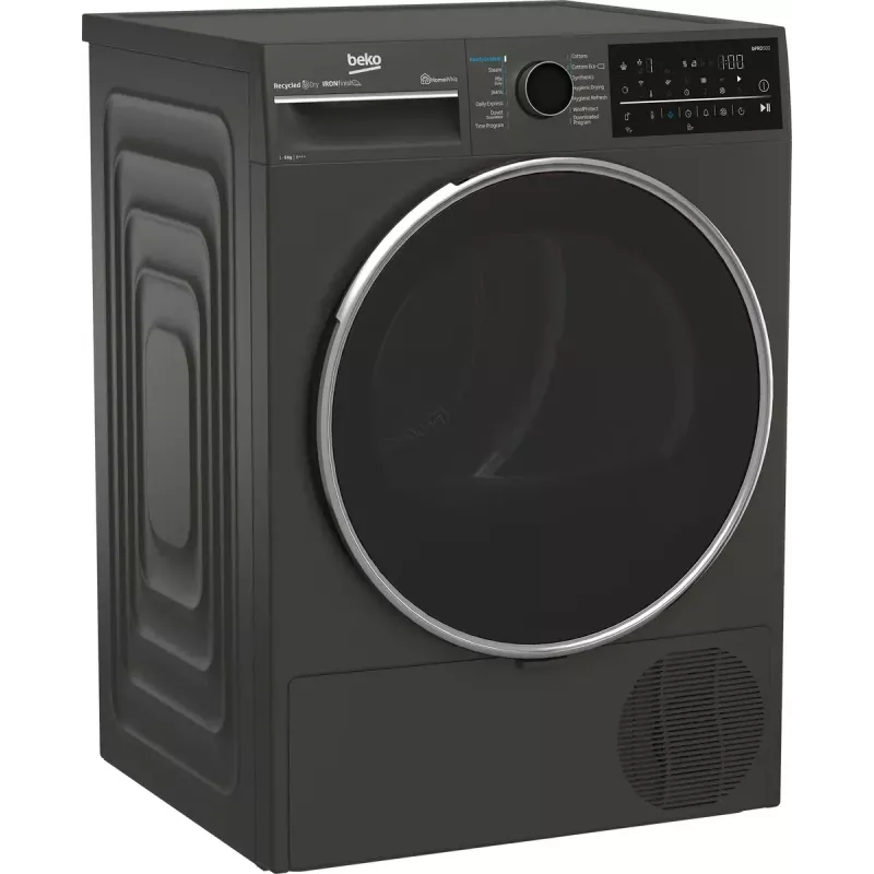 Veļas žāvētājs BEKO B5T89243M — brīvi stāvošs ar priekšējo ielādi, siltumsūknis, 9 kg, melns, 598×672×846 mm