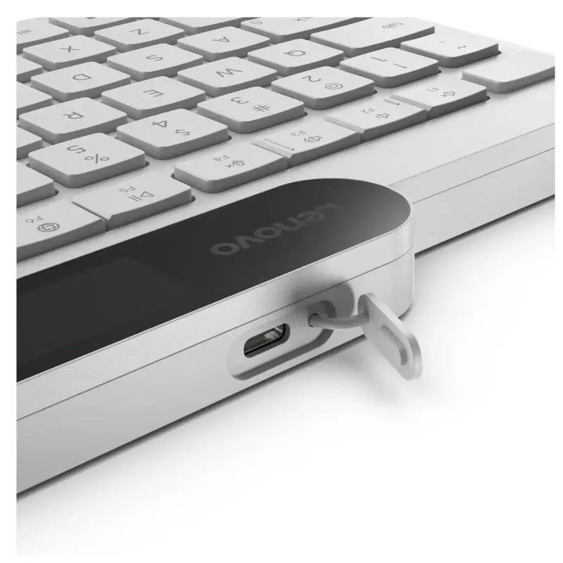 Bezvadu Bluetooth tastatūra Lenovo 800 — US angļu izkārtojums, pašuzlādes, balta