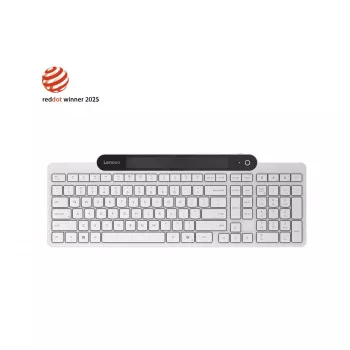 Bezvadu Bluetooth tastatūra Lenovo 800 — US angļu izkārtojums, pašuzlādes, balta