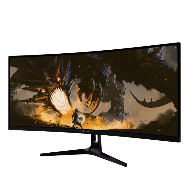 34 collu izliekts monitors Arozzi Nova — 34 collas (86,4 cm), 3440×1440, 21:9, VA LED, 1 ms, VESA, iebūvēti skaļruņi, melns