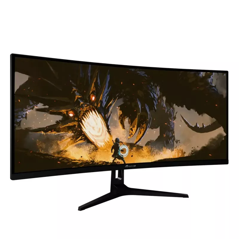 34 collu izliekts monitors Arozzi Nova — 34 collas (86,4 cm), 3440×1440, 21:9, VA LED, 1 ms, VESA, iebūvēti skaļruņi, melns