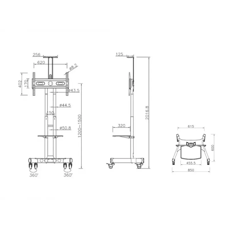 Multibrackets M Public Floorstand Basic 150 ar plauktu un kameras turētāju