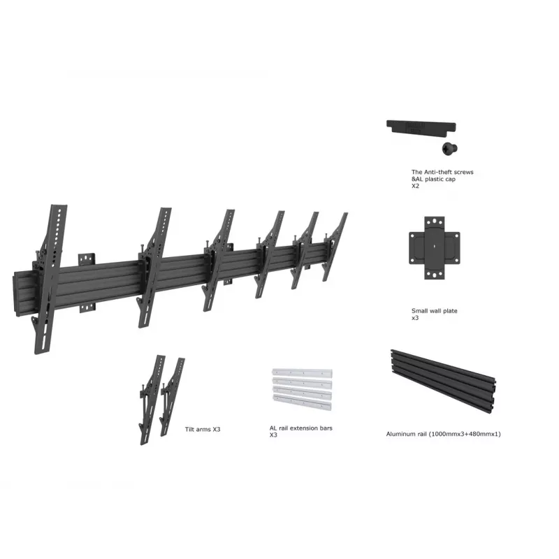 Sienas stiprinājums Multibrackets M Wallmount Pro MBW3U Tilt Melns
