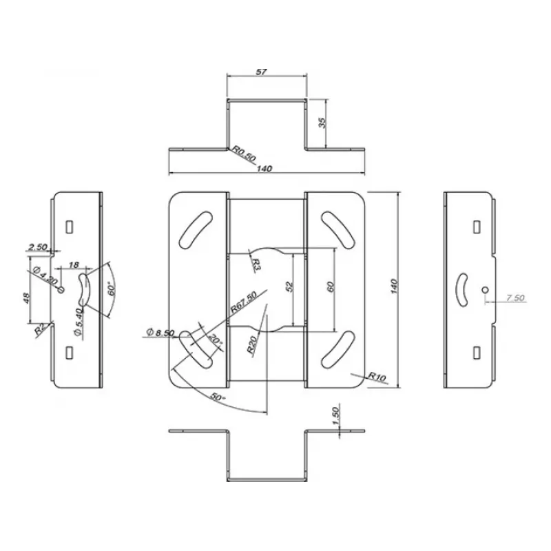 Multibrackets M Universal Projector Ceiling Mount 500-800 ar smalko regulēšanu
