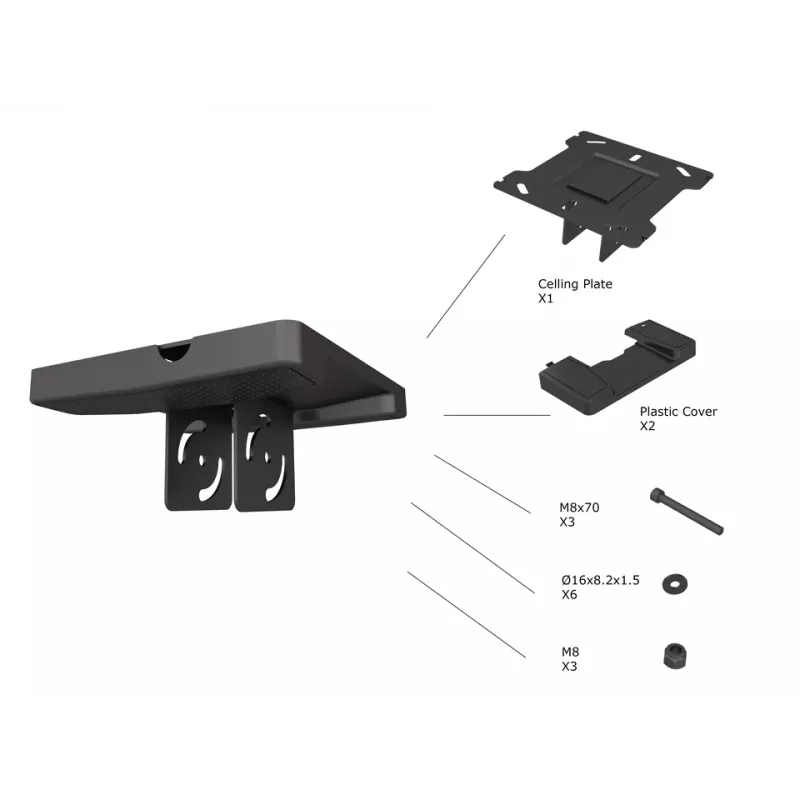 Griestu plate Multibrackets M Pro Series Melns Plastic Steel 165mm