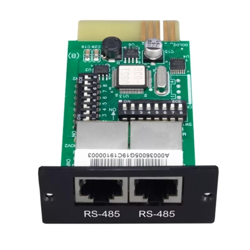 Tīkla pārvaldības karte APC SRVSMB001 – RS-485 saskarne, 52×80×26 mm, melna/zaļa