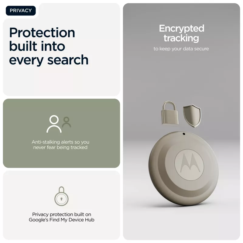 Finder Motorola moto tag 2 — universāls Bluetooth izsekotājs, zaļš, CR2032 baterija, 14400 h darbības ilgums, 7.4 g, Ø 3.19 cm