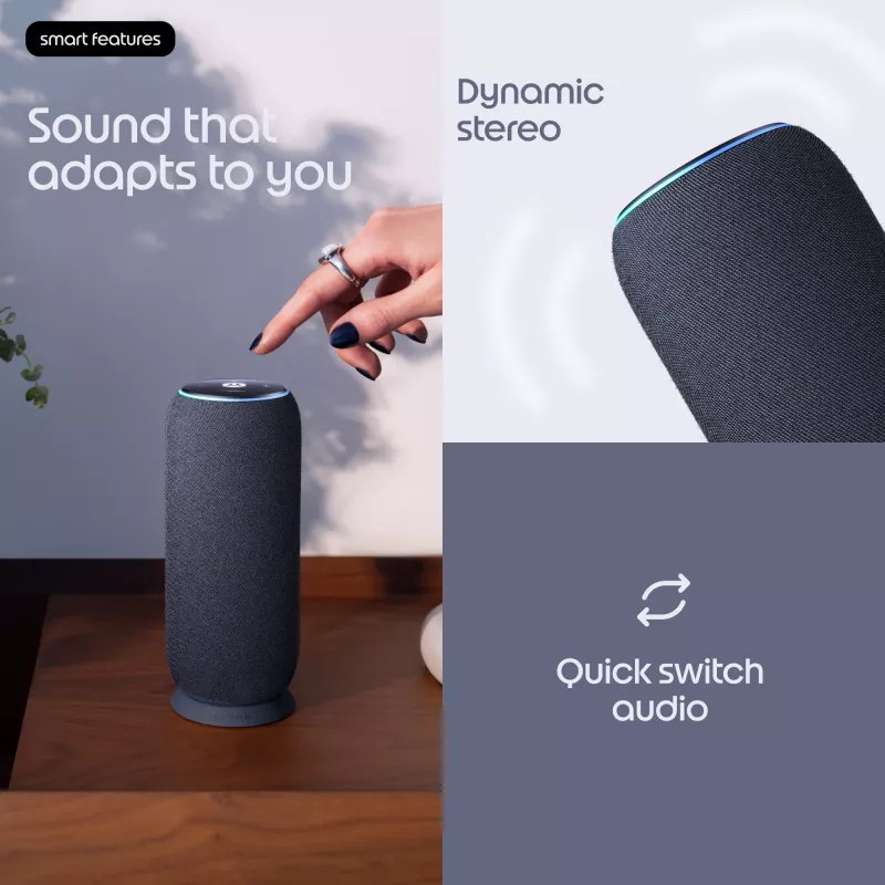 Mono pārnēsājams skaļrunis Motorola moto sound flow Carbon — 30 W RMS, USB-C, bezvadu, auduma korpuss