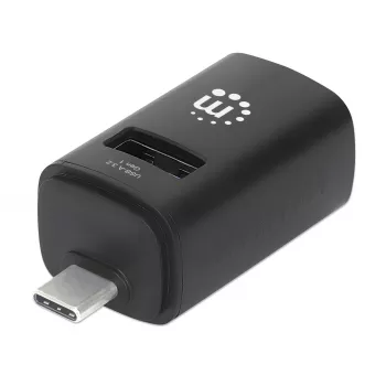 Manhattan USB-C 3 portu centrmezgls, ĪPAŠI KOMPAKTS, 3x USB-A porti (1x 5 Gbps USB 3.2 Gen1 t.i. USB 3.0, 3 x 480 Mbps USB 2.0), USB barošana (nav nepieciešams ārējs barošanas avots)