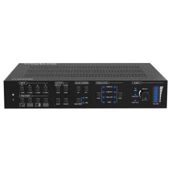 Vivolink video skalers VLSC242M, metāla korpuss, HDCP 1.4/2.2, maiņstrāva 110–230 V, 250×200×44 mm