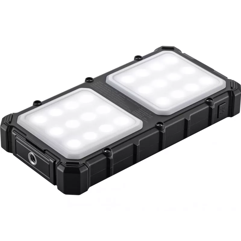 Sandberg Solar Powerbank CampLED 10000, 10000 mAh, Programmējams barošanas avots (PPS), 3.7 V, 15 W, melns