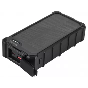 Sandberg Solar Powerbank CampLED 20000, 20000 mAh, Programmējams barošanas avots (PPS), 3.7 V, 15 W, Melna
