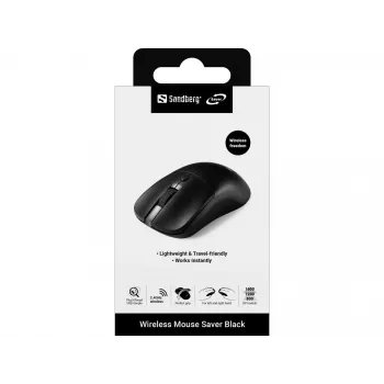 Sandberg Wireless pele Saver Melns, piemērota abām rokām, RF bezvadu, 1600 DPI, melna