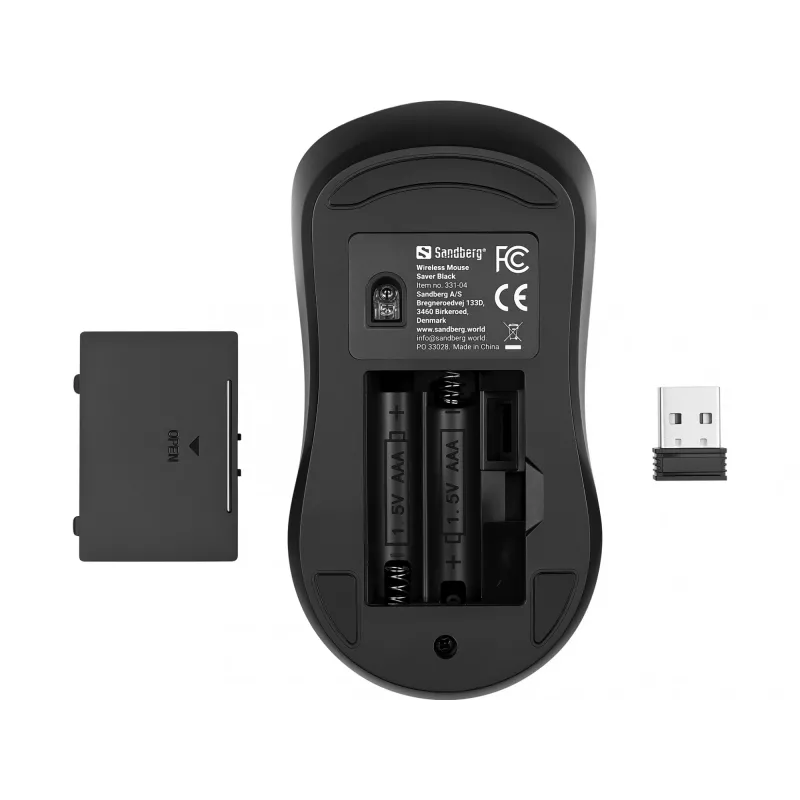 Sandberg Wireless pele Saver Melns, piemērota abām rokām, RF bezvadu, 1600 DPI, melna