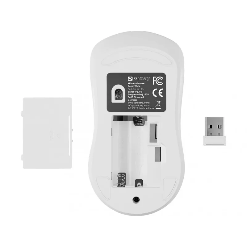 Sandberg Wireless pele Saver balta, piemērota abām rokām, RF bezvadu, 1600 DPI, balta