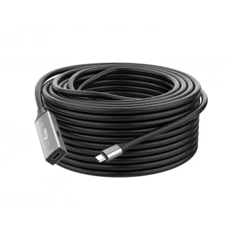USB-C uz USB-C aktīvais pagarinātāja kabelis EQUIP 5 m, USB 3.2 Gen 1 (5 Gbps), niķelēti kontakti, melns