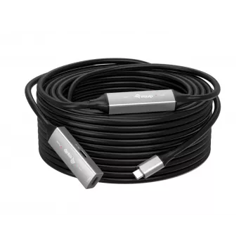 USB-C uz USB-C aktīvais pagarinātāja kabelis EQUIP 10 m, USB 3.2 Gen 1 (5 Gbps), melns