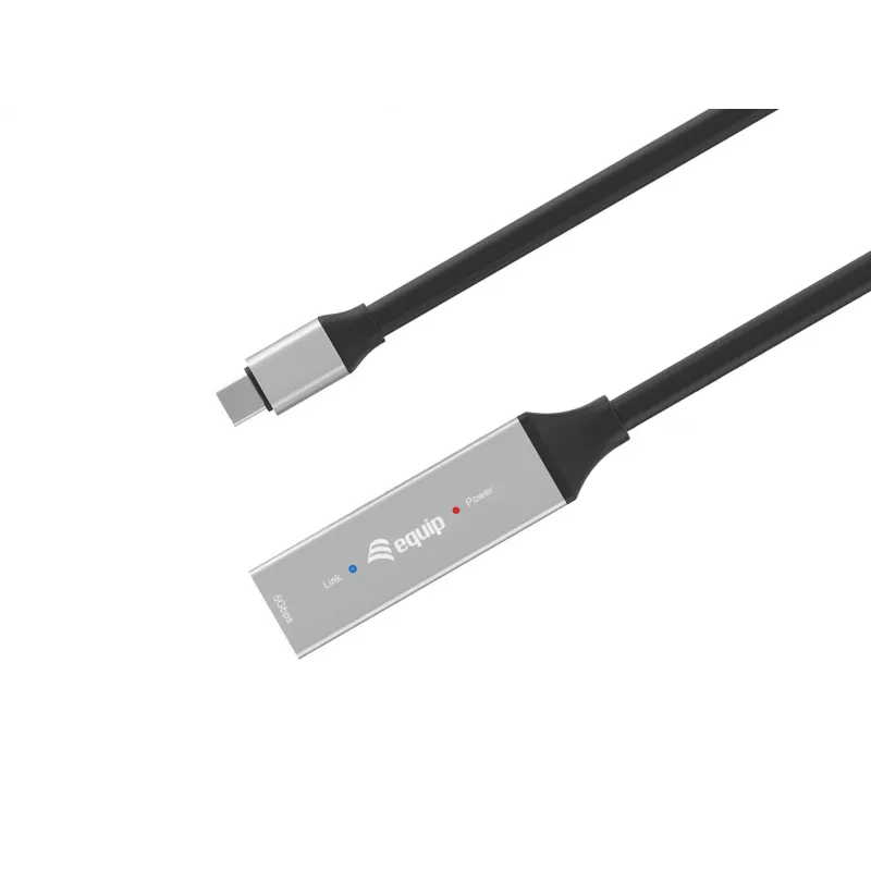 USB-C aktīvais pagarinātāja kabelis EQUIP 15 m, USB 3.2 Gen 1 (5 Gbps), niķelēti kontakti, melns