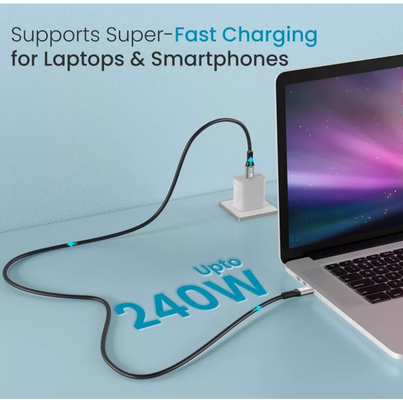 USB-C uz USB-C kabelis EQUIP 1,0 m — USB 3.2 Gen 2x2, 20 Gbps, PD 240W, 4K/60Hz, melns