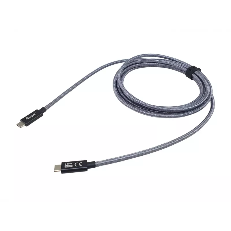 USB-C uz USB-C kabelis EQUIP 2,0 m — USB 3.2 Gen 2x2, 20 Gbps, PD 240W, 4K/60Hz, melns