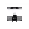 Adapter USB-C OTG 2-in-1 EQUIP 133479 — 100W PD, 10Gbps, 1x USB-C uz 2x USB-C, pelēks