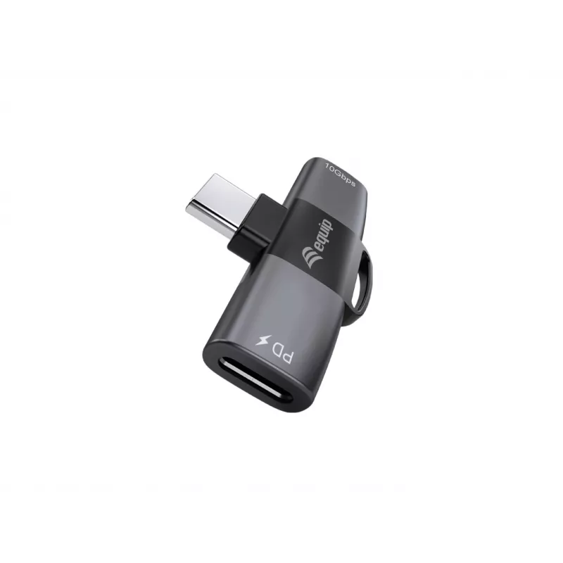 Adapter USB-C OTG 2-in-1 EQUIP 133479 — 100W PD, 10Gbps, 1x USB-C uz 2x USB-C, pelēks