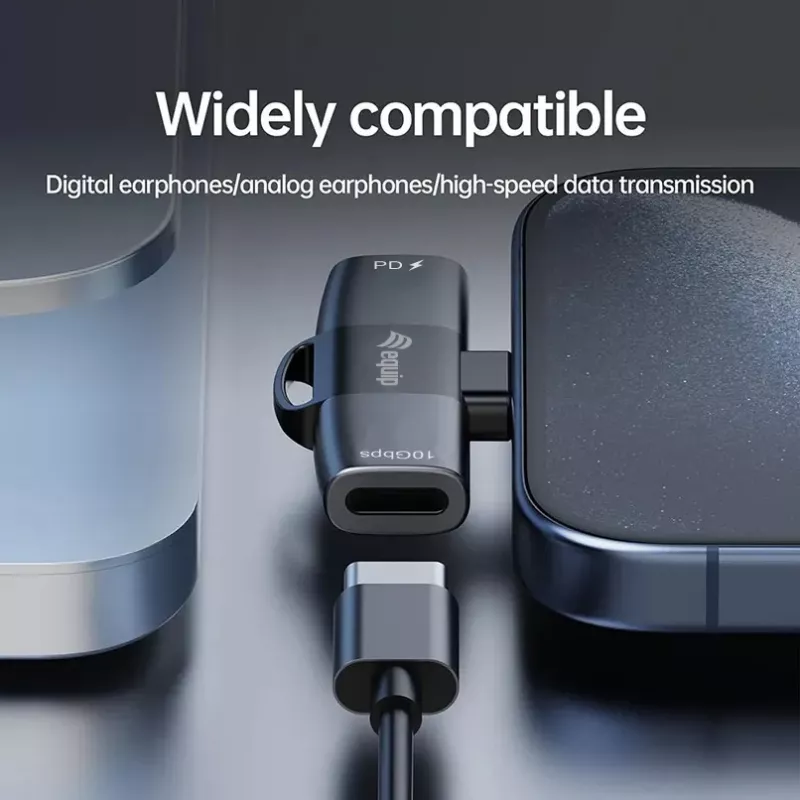 Adapter USB-C OTG 2-in-1 EQUIP 133479 — 100W PD, 10Gbps, 1x USB-C uz 2x USB-C, pelēks