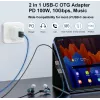 Adapter USB-C OTG 2-in-1 EQUIP 133479 — 100W PD, 10Gbps, 1x USB-C uz 2x USB-C, pelēks