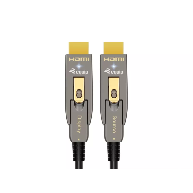EQUIP HDMI 2.0 aktīvais optiskais kabelis 20 m, noņemams Type-A/Type-D, 4K/60Hz, 18 Gbit/s, zeltīti kontakti