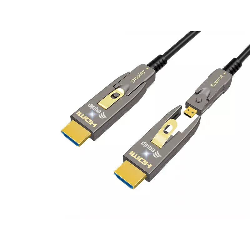 Equip HDMI 2.1 aktīvais optiskais kabelis 15 m, noņemams D tips + A, 48 Gbit/s, 8K/60 Hz