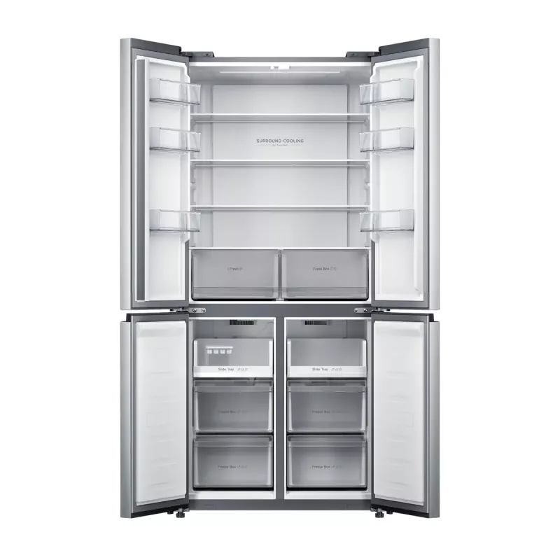 Brīvi stāvošs Side-by-Side ledusskapis Xiaomi Mijia Cross Door 502L — Kopējā ietilpība 502 L (ledusskapis 326 L / saldētava 176 L), No Frost, energoefektivitātes klase E, augstums 191,2 cm, 37 dB, matēts sudrabs