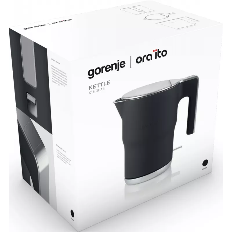 Gorenje K15ORAB elektriskā tējkanna 1,5 L 2400 W melna