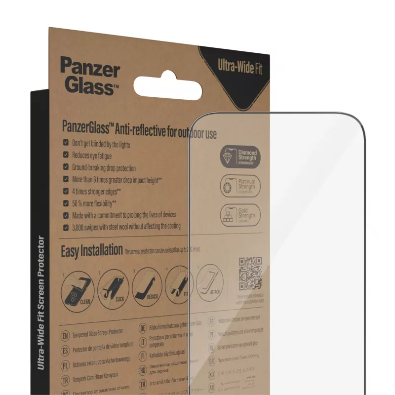 PanzerGlass® Pretatspīduma ekrāna aizsargs iPhone 14 Pro | Īpaši plata pielāgošanās ar EasyAligner