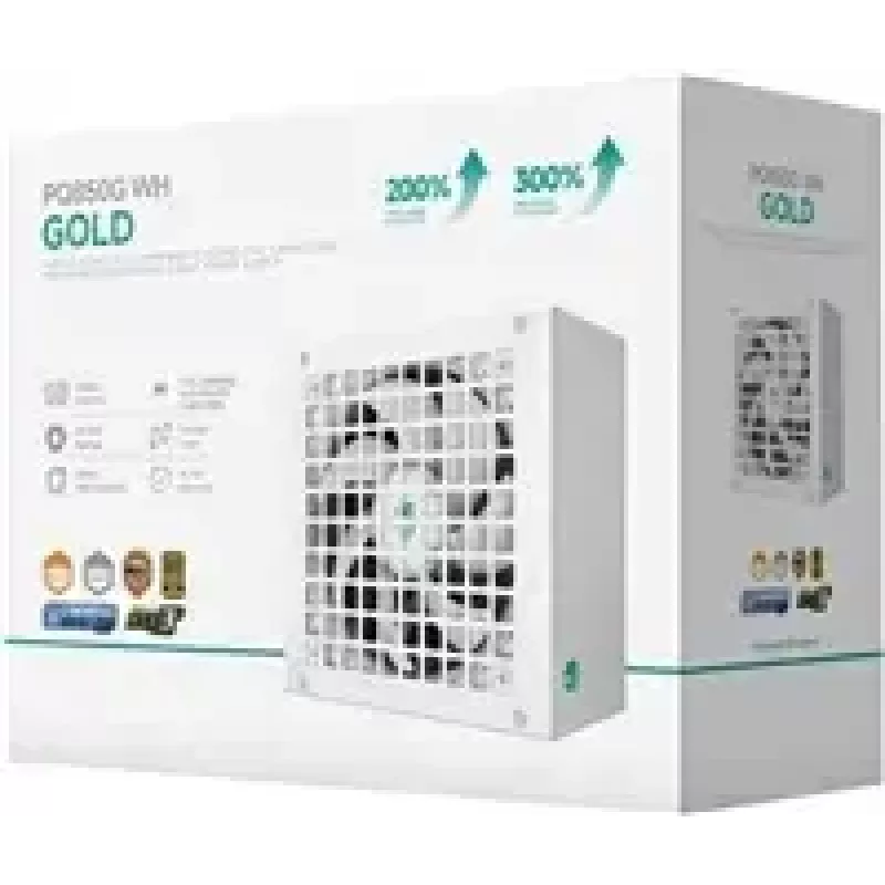 Barošanas bloks DeepCool GAMERSTORM PQ850G WH 850W, 120 mm ventilators, pilnībā modulārs, 80+ Gold, ATX 3.1, balts