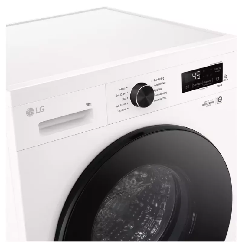 Priekšējās ielādes veļas mašīna LG F4X1009NWB — 9 kg, 1310 apgr./min, A klase, balta