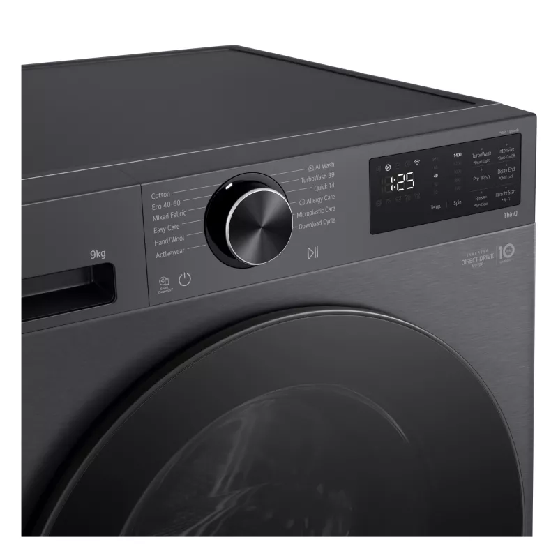 LG F2X50S9TBB veļas mazgājamā mašīna ar priekšējo ielādi 9 kg 1170 RPM melna