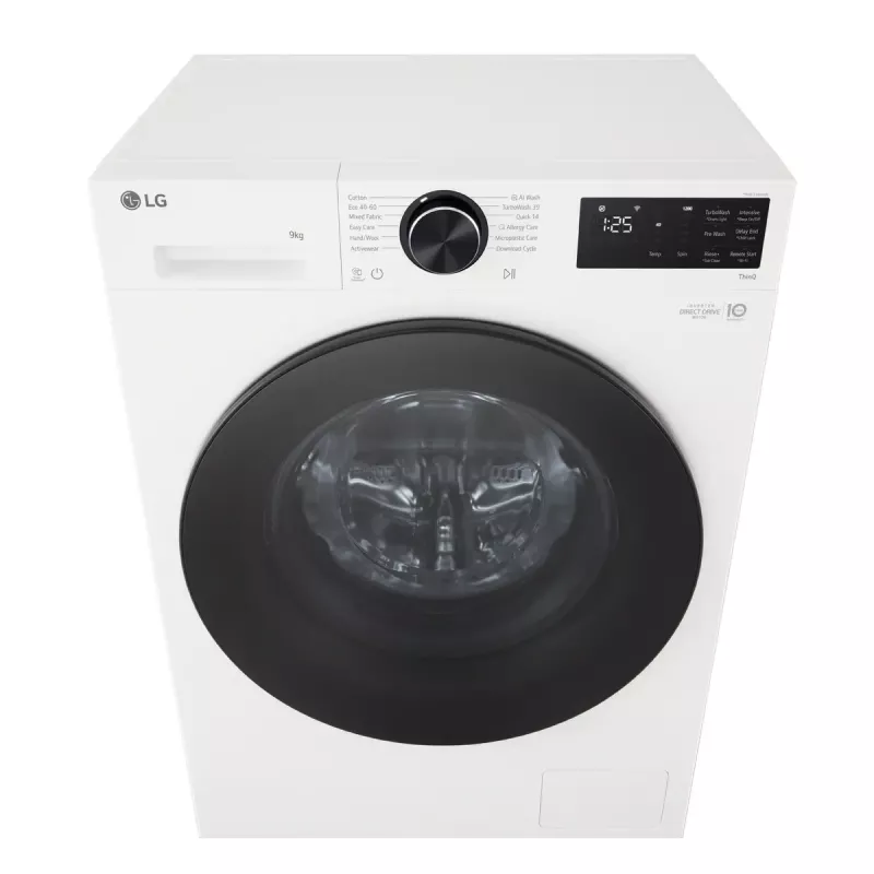 LG F2X50S9TWB veļas mazgājamā mašīna, priekšējā ielāde, 9 kg, 1170 apgr./min, A enerģijas klase, 600×535×850 mm, balta