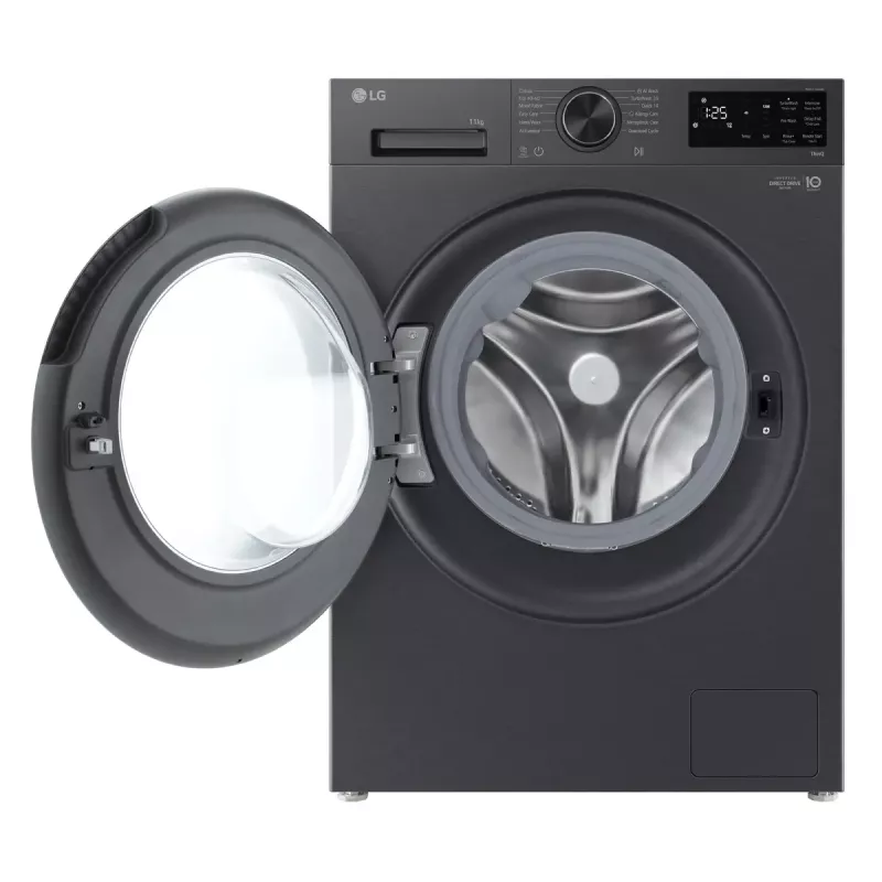 LG F4X5011TBB, A, priekšējā ielāde, mazgāšanas ietilpība 11 kg, dziļums 56,5 cm, 1400 RPM, melna veļas mašīna ar priekšējo ielādi 1351 RPM