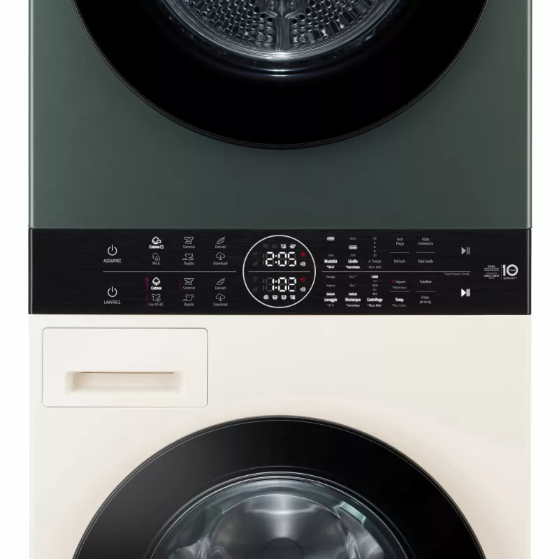 Veļas mazgājamā žāvējamā mašīna LG WT1210EGF brīvstāvoša ar priekšējo ielādi, 22 kg, 1400 apgr./min, Zaļa/Balta
