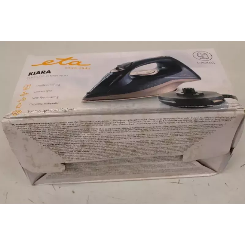 Tvaika gludeklis ETA Kiara ETA127690000, keramikas zole, 2200 W, 220 ml ūdens tvertne, 40 g/min nepārtraukts tvaiks, 90 g/min pastiprinājums, melns