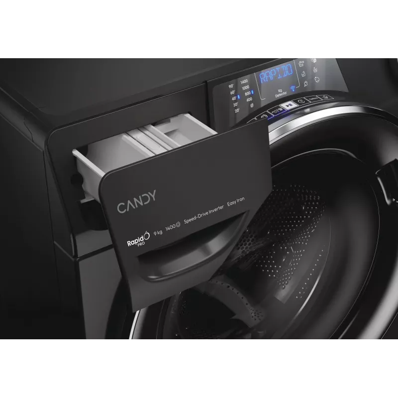 Candy RapidÓ PRO RP 496BWMBCB/1-S veļas mašīna Ielādējama no priekšas 9 kg 1400 RPM Melna