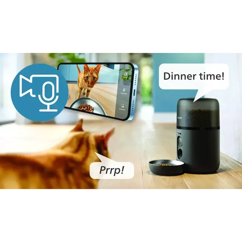 Automātiskā mājdzīvnieku barotava Philips 5000 sērija PAW5320/02 ar kameru, 4,5 L barības un ūdens ietilpība, plastmasas korpuss, iekštelpu lietošanai