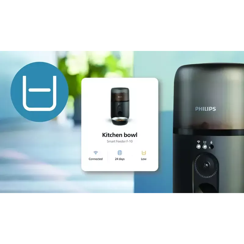 Automātiskā mājdzīvnieku barotava Philips 5000 sērija PAW5320/02 ar kameru, 4,5 L barības un ūdens ietilpība, plastmasas korpuss, iekštelpu lietošanai