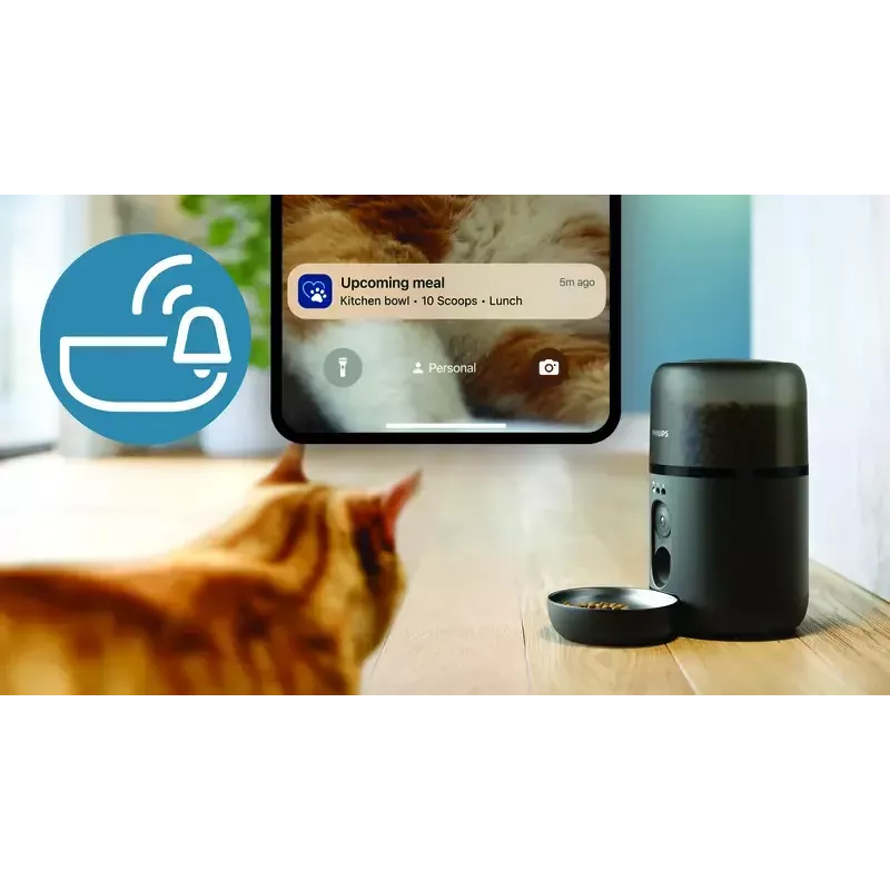 Automātiskā mājdzīvnieku barotava Philips 5000 sērija PAW5320/02 ar kameru, 4,5 L barības un ūdens ietilpība, plastmasas korpuss, iekštelpu lietošanai