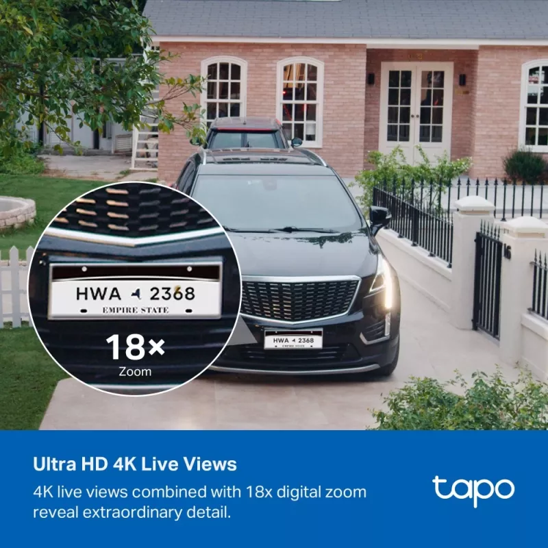 TP-Link Tapo Enhanced AI Solar Security Camera Ultra, bezvadu, lodes tipa, Wi-Fi, ārējā, 850 nm, 512 GB