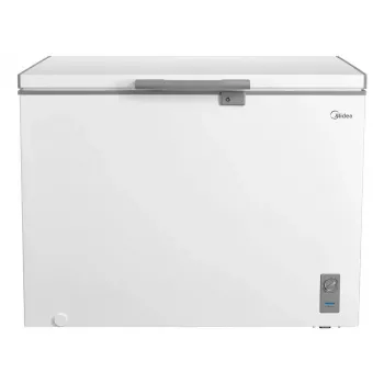 Saliekamā saldētava Midea MDRC411FZE01 — brīvstāvoša, 293 L ietilpība, E energoklase, 14 kg/24h sasaldēšana, balta